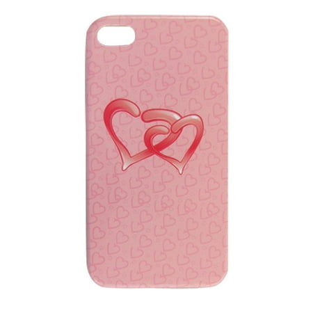 Unique Bargains Plastic Pink IMD Heart Prints Protective Cover for iPhone 4 4G 4S