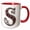 Red/White, variant on 3drose, Pretty Image of Ruby Jeweled Monogram Letter S, 11oz Two-tone Red Mug