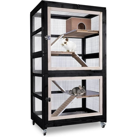 Ferret Cage Chinchilla Cage Rat Cage Stainless Steel Tray 5 Levels Small Animal Cage Devider for 2 Pets