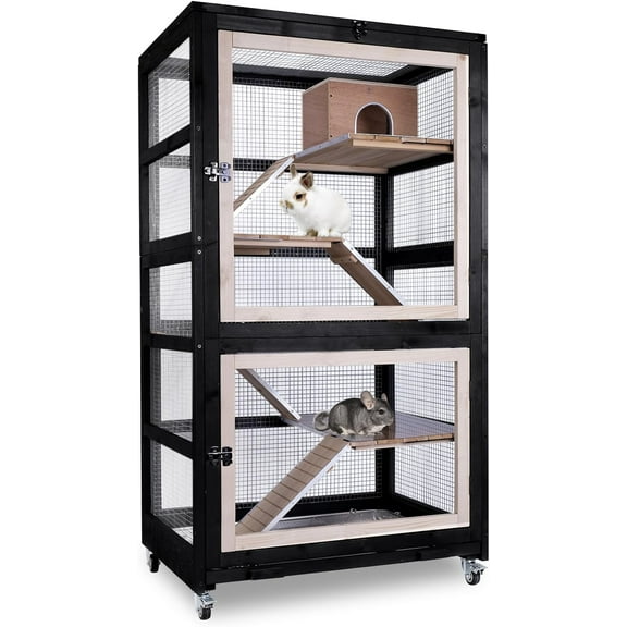 Ferret Cage Chinchilla Cage Rat Cage Stainless Steel Tray 5 Levels Small Animal Cage Devider for 2 Pets