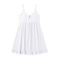 thumbnail image 5 of IUYRTFE Women's V-Neck Spaghetti Strap Sleeveless Mini Dress Flowy Ruffle Hem Casual Summer Swing Tank Dress, 5 of 5