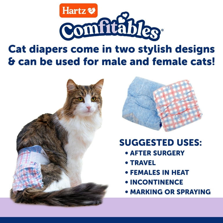Hartz Disposable Cat Diapers with Secure Comfortable Fit for Leak Protection on Male Female Cats XS
