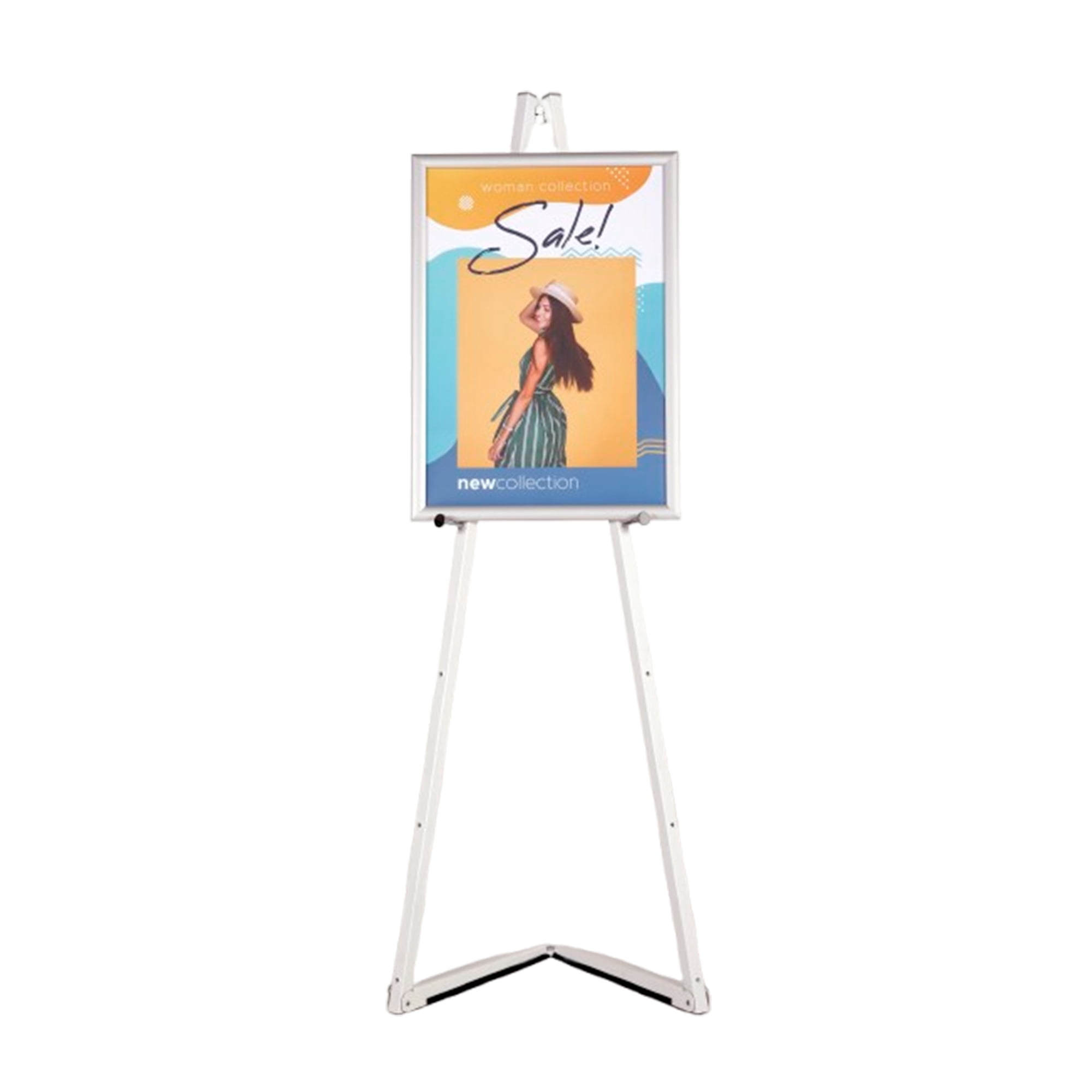 M&T Displays White Portable Easel 59 inch with 5 Different Height Adjustments Foldable and Practical Solution for Painting Canvas Presentation