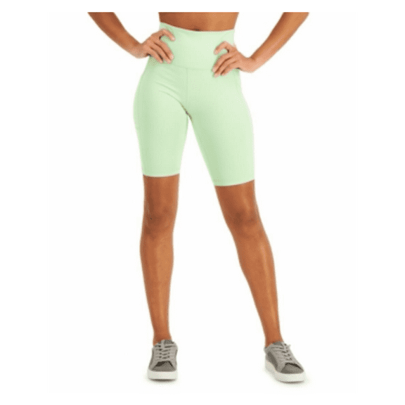 Ideology Women High Rise Side Pockets Ins. 10 Biker Shorts, Pistachio Green, M