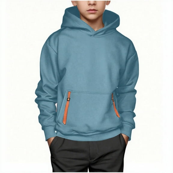 Favoffer Boys Fashion Hoodies Kids Long Sleeve Hooded Sweatshirts with Kangaroo Pocket 4-15 Years