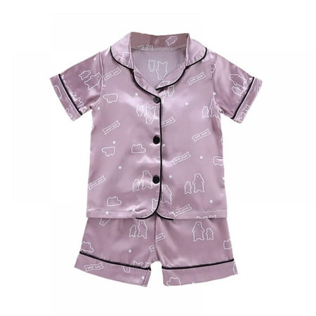 

Unisex Infant Toddler Baby Bear Print Short Sleeve Blouse Tops and Shorts Pajama Sleepwear 2-Piece Setss for 1-6 Years