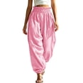 thumbnail image 2 of Chiccall Womens Ruffle Paperbag Waist Jogger Pants, Loose Textured Casual Trousers with Side Pockets, 2 of 10