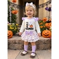 thumbnail image 5 of RUINIXCW Baby Girls Thanksgiving Outfit Fashion Long Sleeve Pumpkin Embroidery Romper with Skort, Headband, Stockings 4Pcs Set, 5 of 9