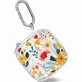 thumbnail image 1 of wonima11 Square Earbud Case Headphone Organizer Ear Bud Case Portable EVA Carrying Box Storage Bag with Carabiner for AirPods Beats Bose Galaxy Buds 3 Data Cable Storage (Blooming Floral), 1 of 1