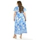 thumbnail image 3 of Vestido largo estampado hojas Roman Fashion /Tallas Extras, 4338 (Azul rey hojas) azul 40, 3 of 5