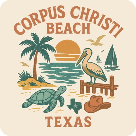 Corpus Christi Beach Texas Keepsakes Souvenir Vinyl Sticker – Destination Travel Keepsake Collectible (3-Inches Wide)