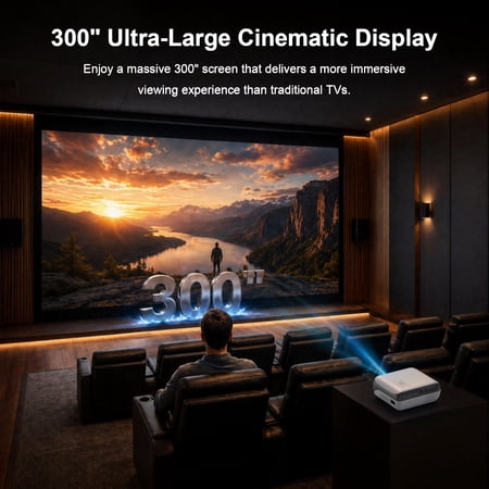 HAPPRUN Official Licensed Google TV Projector, 4K Smart Projector with WiFi & Bluetooth, Outdoor Movie Projector with Dolby Sound, Built-in Streaming Apps, Compatible with Game Consoles & Smartphones