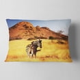 thumbnail image 2 of Designart Lonely Zebra in African Prairie - African Throw Pillow - 12x20, 2 of 5