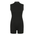 thumbnail image 4 of QATAINLAV Black Women's Summer Bodycon Shorts Romper Mock Neck Casual Sleeveless Workout Jumpsuits Slim Fit Yoga One Piece Shorts L, 4 of 9