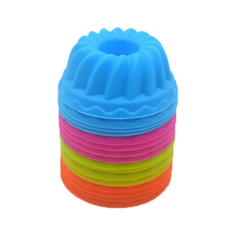 

24 Pcs Silicone Cupcake Muffin Cups Reusable Non Stick Pumpkin Shape Cupcake Liners Pastry Cake Baking Molds (Random Color)