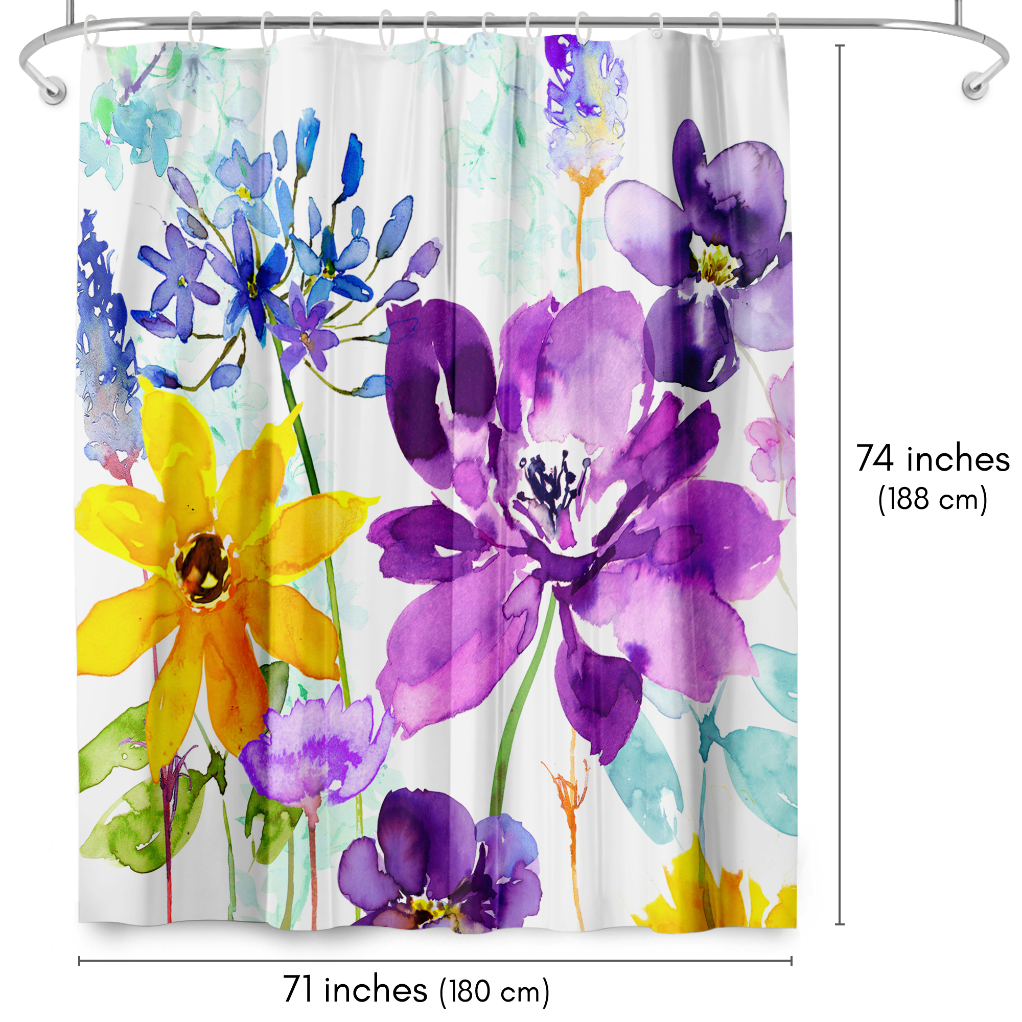Americanflat 71" x 74" Shower Curtain, Floral Shimmer by Harrison Ripley