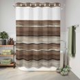 thumbnail image 6 of No Hook Shower Curtain, Brown Beige Wooden Shower Curtains for Bathroom with See Through Top Window, Vintage Farmhouse Retro Art Waterproof & Washable Bath Curtain Extra Long 72"x84", 6 of 9