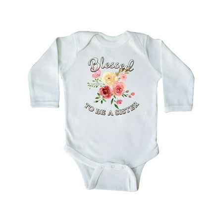 

Inktastic Blessed to be a Sister- flowers Gift Baby Girl Long Sleeve Bodysuit