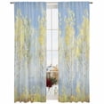 thumbnail image 2 of Yellow Blue Vintage Semi Sheer Window Curtains 84 Inches Long, Modern Abstract Art Oil Paiting Rod Pocket Voile Chiffon Curtain Light Filtering Drapes for Living Room, Kitchen, 52"x84", 2 Panels, 2 of 9