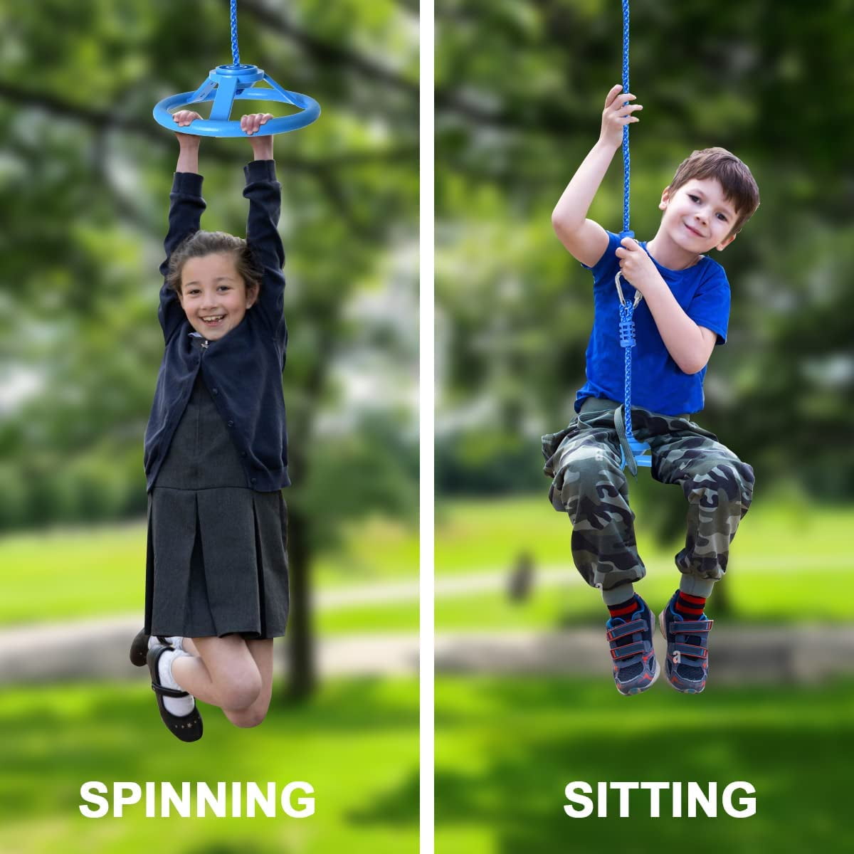 Entesi Ninja Wheel Obstacle Swing Spinning Wheels Gymnastic Wheel Swing Wheel For Backyard Warrior Obstacle Course Jungle Gym Slackline Kits Blue