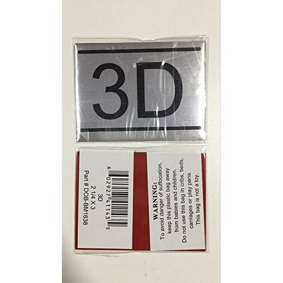 APARTMENT NUMBER SIGN -3D -BRUSHED ALUMINUM (2.25X3, Aluminium))