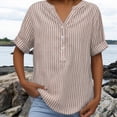 thumbnail image 7 of T Shirts For Women Brown Womens Tops Fashion Loose Stand Color Striped Collar Casual Shir Summer Tops, 7 of 7