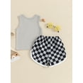 thumbnail image 4 of Musuos Toddler Boys Summer Casual Outfits 6M 12M 18M 24M 3Y Sleeveless Crew Neck Tank Tops and Checkerboard Print Shorts Sets, 4 of 9