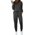thumbnail image 4 of Cqxid525 Summer Sleepwear Shirt Sets for Women 2 Jogger Pajama Long Sleeve Pants Loungewear Sweatsuits Casual Matching Outfits Gray 1PC, 4 of 4