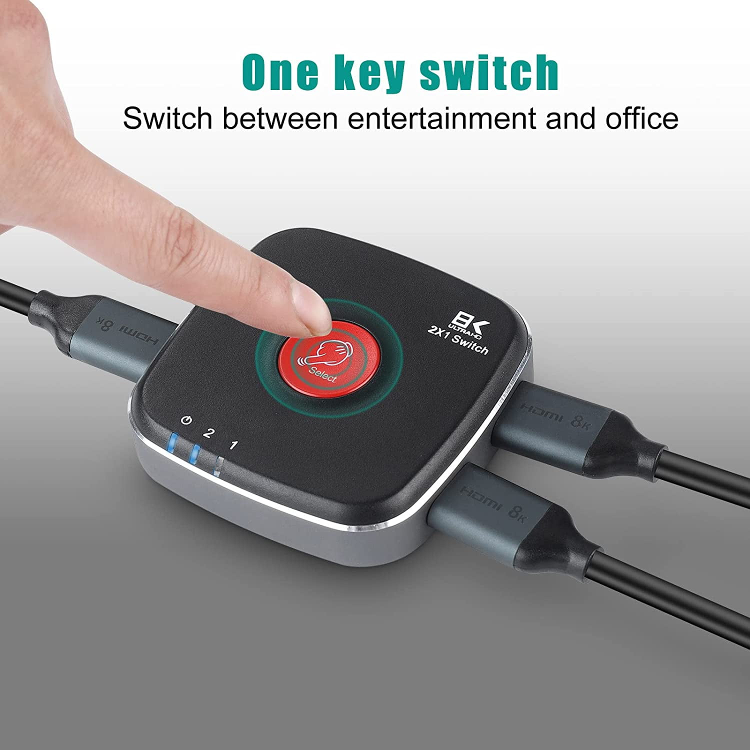 8K 2x1 HDMI Switch 4K @ 120hz OREI 48Gbos High Resolution Switch Between 2  Inputs Prefect for Gaming 