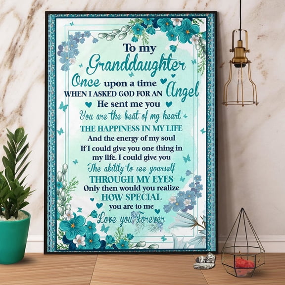 Family To My Granddaughter You Are The Beat Od My Heart Flowers Vertical Paper Poster No Frame Wall Art 11 x 17 Inch Poster