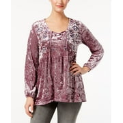 Style & Co. Petite Lace-up Embroidered Top (Embroidered Blush, Petite L)