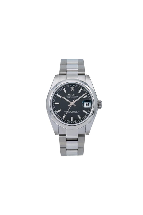 Pre-Owned Rolex Datejust 31MM 178240 Black Dial Smooth Bezel Stainless Steel Oyster Bracelet
