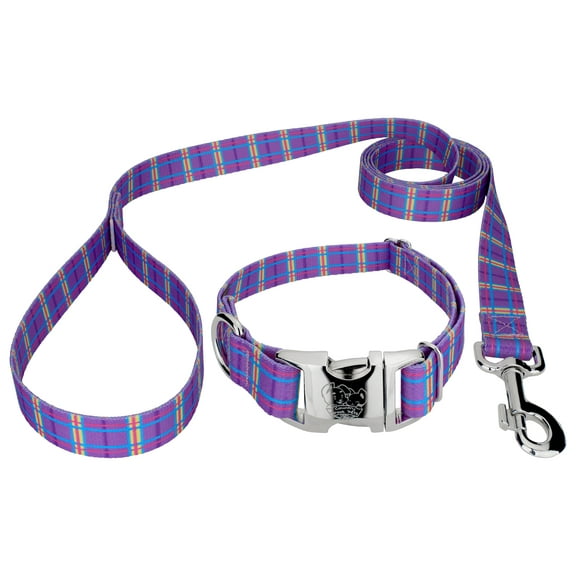 Country Brook Petz® Premium Grape Plaid Dog Collar and Leash Limited Edition, Small