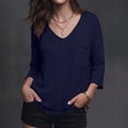 thumbnail image 2 of Loopsun Womens Long Sleeve Fall Tops Fashion Solid V Neck Pocket Thin Knit Casual Sweater Shirts, 2 of 5