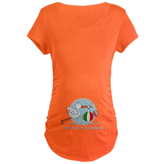 CafePress - Stork Baby Italy USA Maternity Dark T Shirt - Maternity Dark T-Shirt