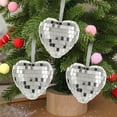 thumbnail image 5 of Zawou Pink Disco Heart Christmas Balls - 6PCS 6CM Hanging Ornaments for Tree, Party, Bar, or Photography Stage Decorations, 5 of 6