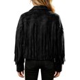 thumbnail image 6 of Ticikt Girls Fringe Jacket, Suede Cropped Coat, Notched Lapel Long Sleeve Western Style Open Front Outerwear,Black, 6 of 8