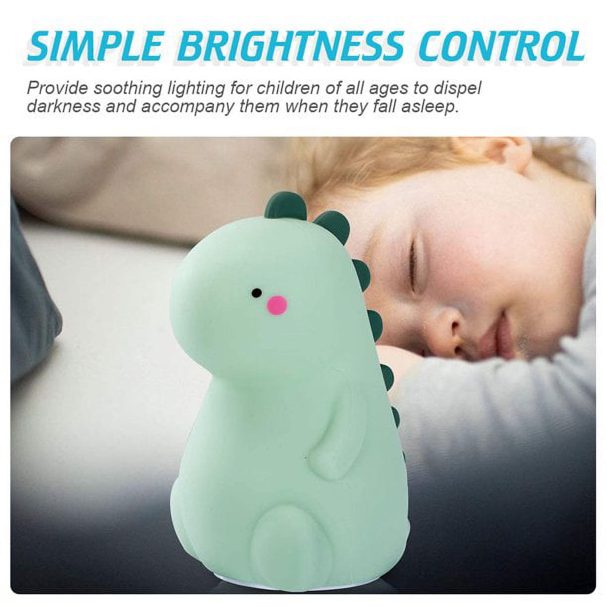 EIMELI Dinosaur Night Light for Kids, LED Nursery Lamp for Toddler's Room, Cute Color Changing Silicone Baby Night Light with Touch Sensor, Dinosaur Gifts for Boys Girls(Green)