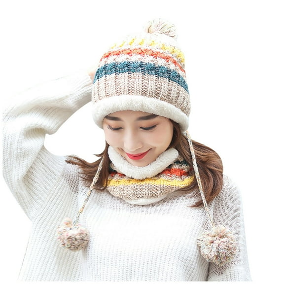 iHPH7 Hat and Scarf Set Hat Scarf Beanie and Scarf Set Skull Cap Knit Hat Winter Scarf for Women Winter Accessories for Women Beige One Size