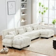 thumbnail image 3 of FFH 173.2" Modular Sectional Sofa, U Shaped Couch for Living Room, 4-Seater Comfy Cloud Couch with Deep Seat (Chenille White, 4 Seater with 2 Ottomans), 3 of 11