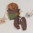 thumbnail image 2 of Baby Boy Fall Outfits Classic Long Sleeve Contrast Color Pocket Hoodie + Pants Set Toddler Clothes, 2 of 7