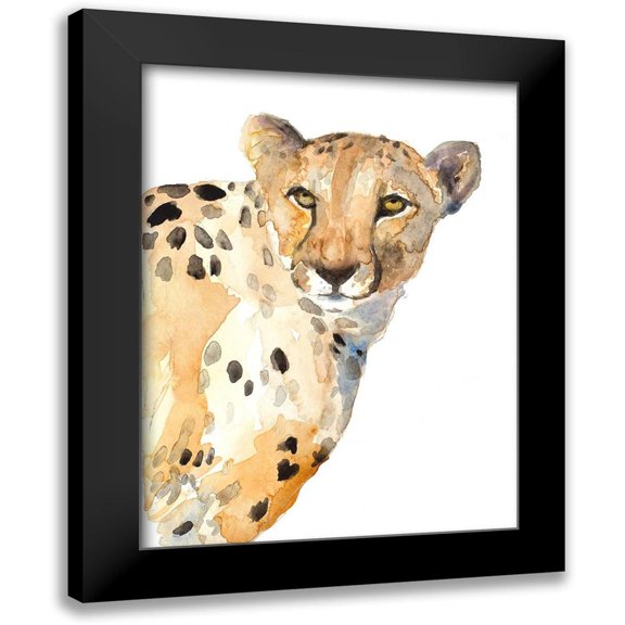 Loreth, Lanie 12x14 Black Modern Framed Museum Art Print Titled - Standing Cheetah