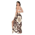 thumbnail image 3 of FORMRS Womens Long Sarong Beach Wrap Semi-Sheer Bikini Skirt Bathing Swimsuit Cover Up, Brown Floral, 3 of 7