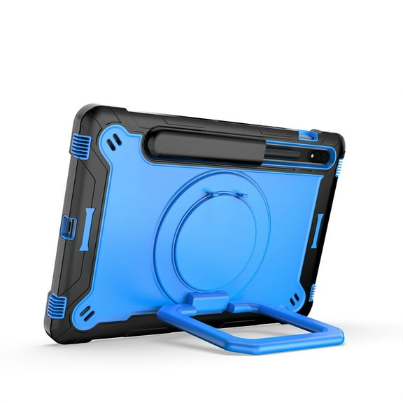 For Samsung Tab S8 / Tab S7 Tablet Tough Hybrid Rotating 360 Degree Kickstand - Black Blue