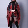 thumbnail image 2 of Segolike Women's Warm Cape Blanket Ladies Open Front Wrap Poncho Shawl Plaid Cardigan - Red, as described, 2 of 8