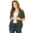 thumbnail image 3 of Made by Johnny Women's Short Sleeve Open-Front Batwing Cardigan L OLIVE_BLACK, 3 of 6