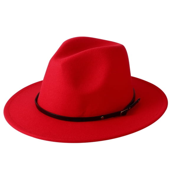 Avaner Womens Mens Classic Wide Brim Floppy Vintage Panama Hat Belt Buckle Fedora Hat