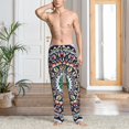 thumbnail image 4 of Salouo Colorful With Blue Oriental Print Pajama Pants for Men, Lounge Pants Elastic Waistband Casual Men's sleepwear Loungewear Sleep Pajama Pant -Medium, 4 of 7