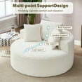 thumbnail image 3 of Aukfa Oversized Round Chaise Longue Chair Indoor, 56-inch Upholstered Corduroy Deep Seat Circle Cloud Sofa Chair, White, 3 of 8