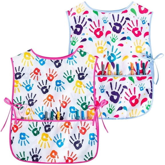 vlrwzc 2pcs Art Smock Artist Painting Apron with Pockets Sleeveless Smocks Waterproof Painting Cover Ups